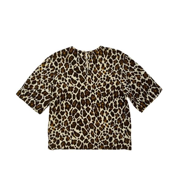 Stella McCartney Linen Leopard Print Oversized Short Sleeve Top - Picture 5 of 5